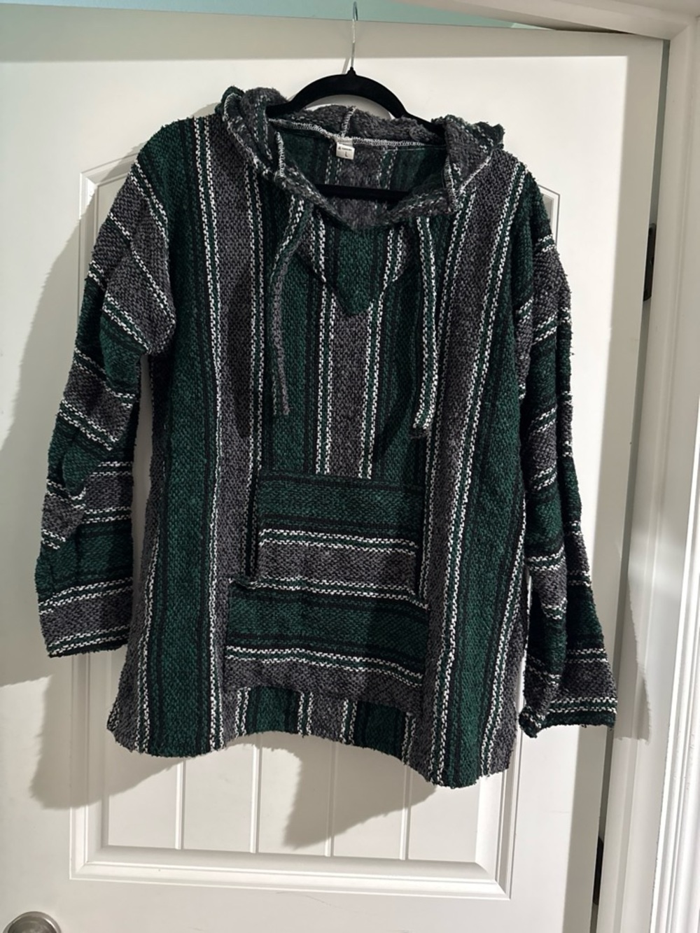 Striped Green Hooded Knitted Sweater